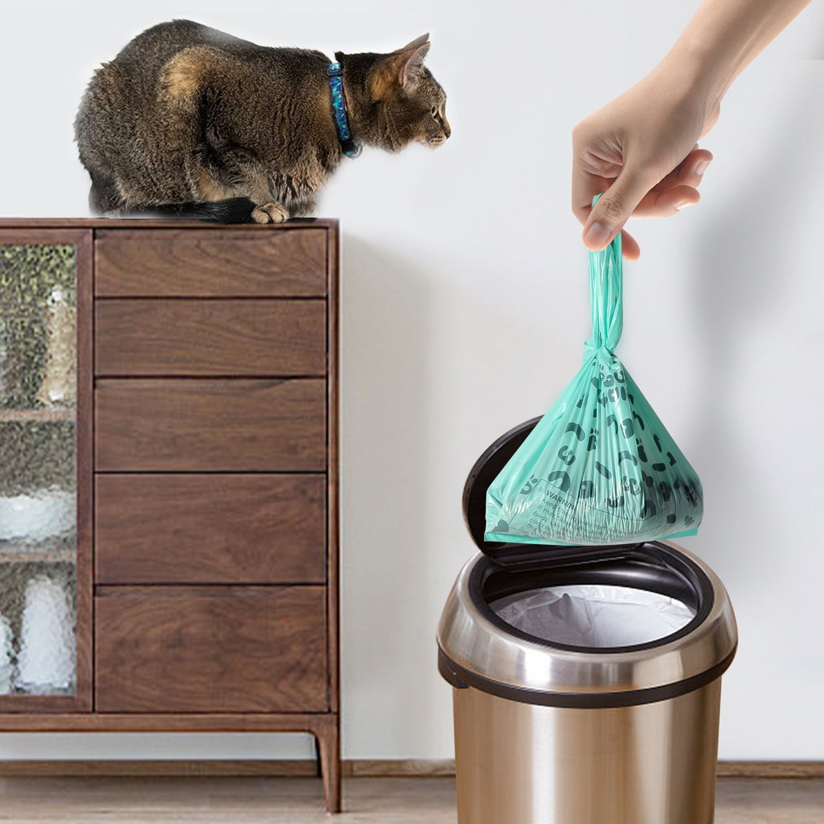 Deodorizing cat litter waste bags