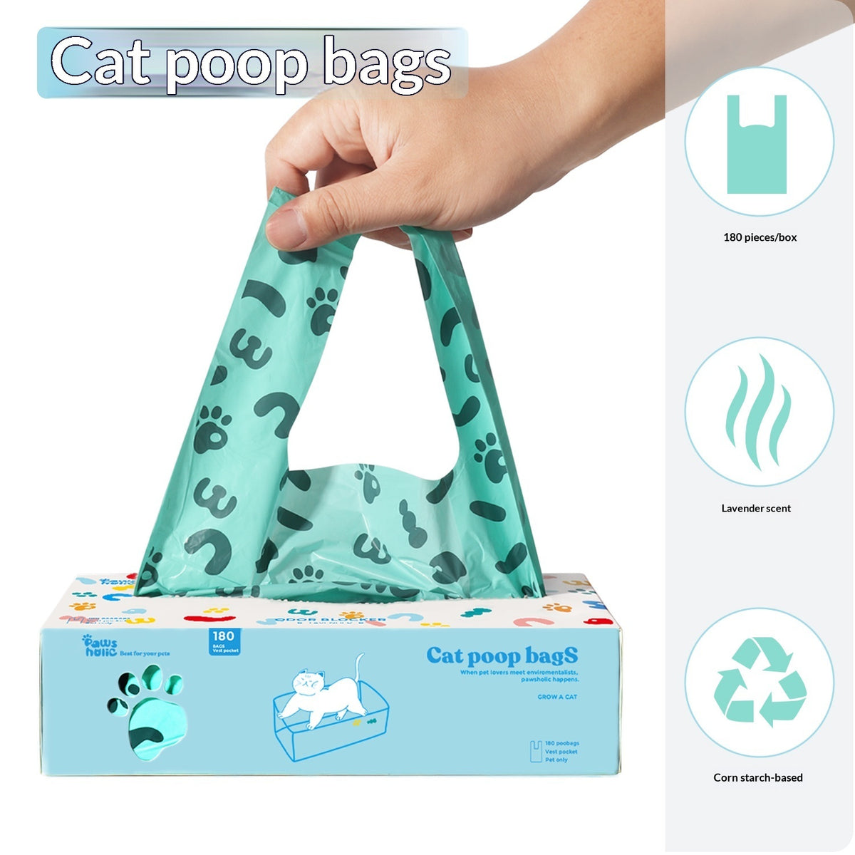 Blue cat waste bags in multiple box quantities