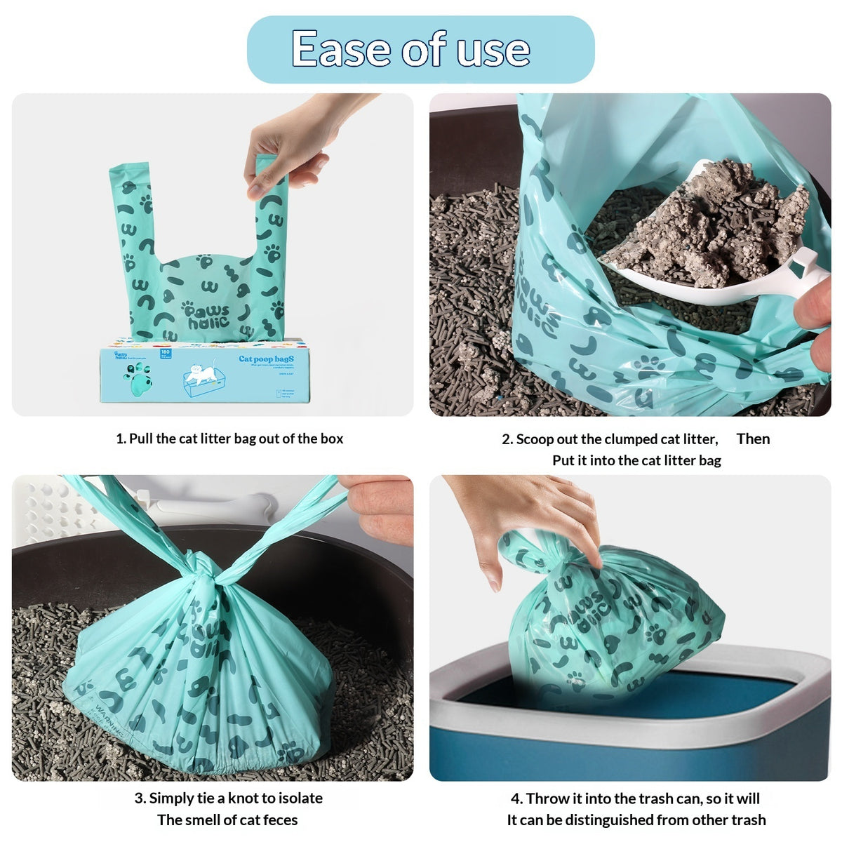 Cat poop garbage bags for litter cleanup