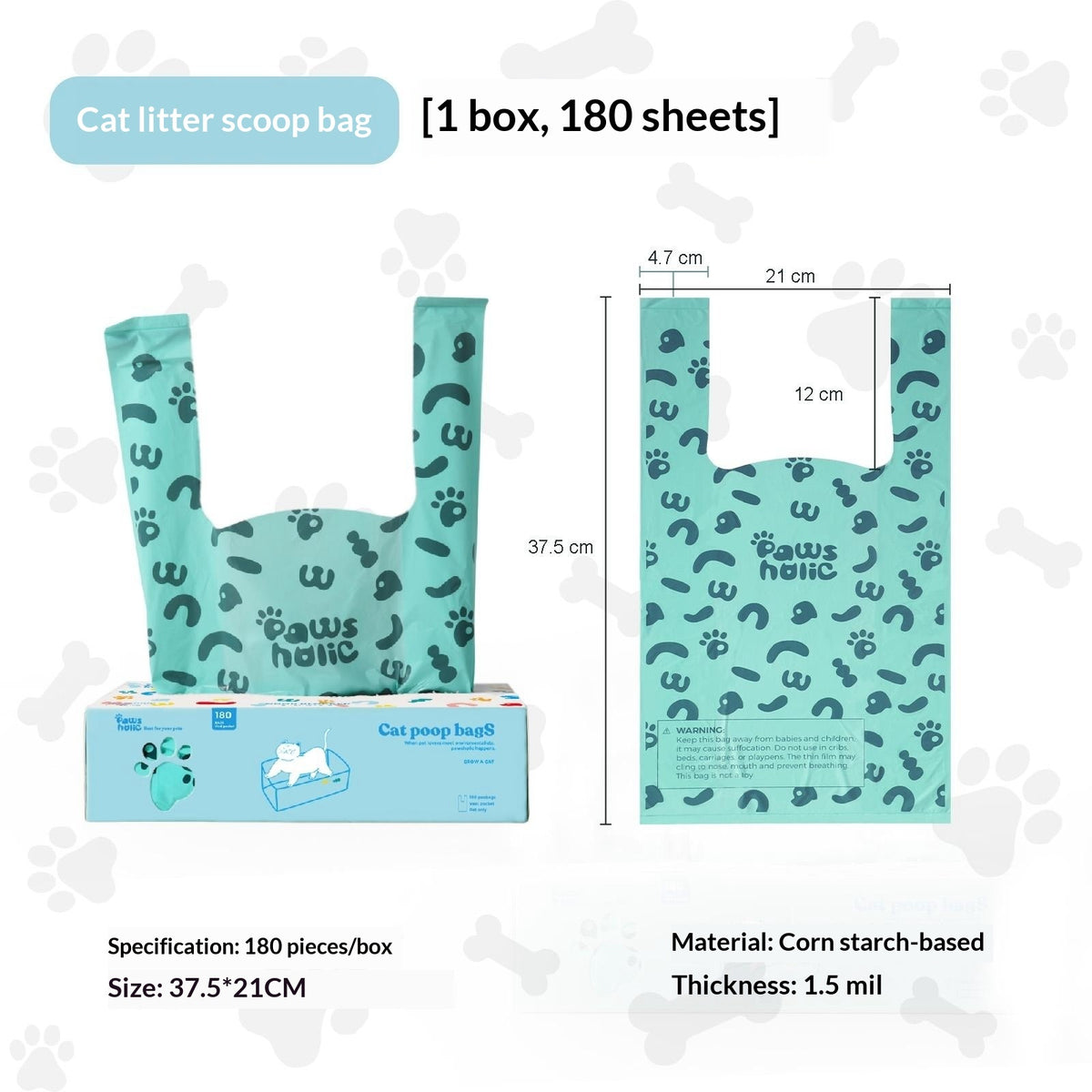 Deodorizing cat litter waste bags